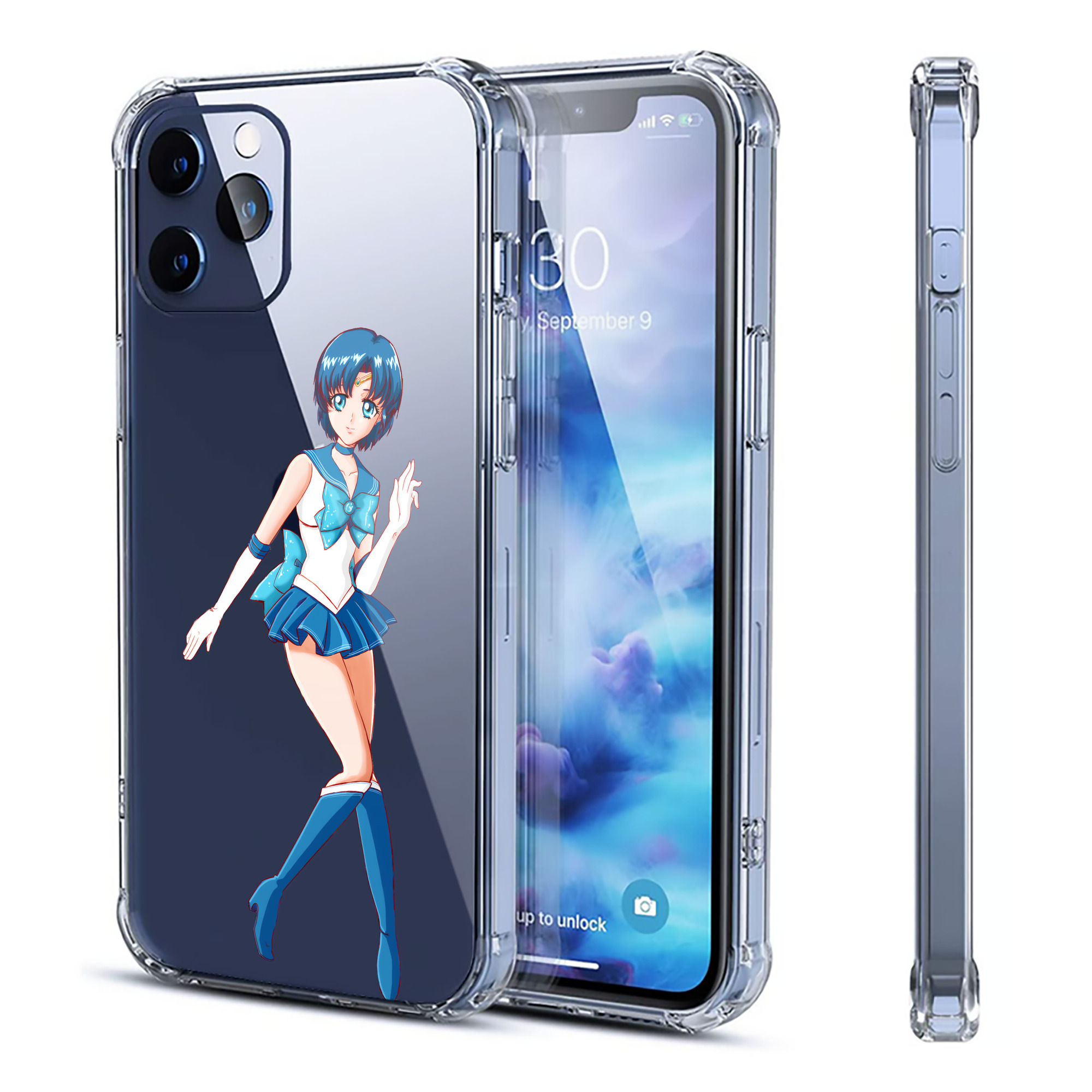 （画像用） 美少女戦士セーラームーン 水野 亜美 みずの あみ Sailor Moon Mizuno Ami 【iPhone 12シリーズ対応】透明スマホケース（クリアソフトケース）